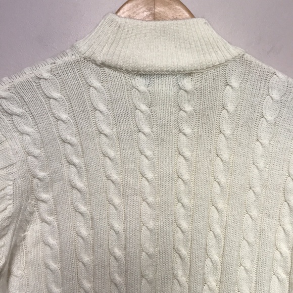 EVAN Picone cream cable knit mock neck sweater size Large - Picture 5 of 8